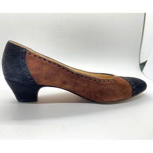 Ferragamo Vintage Brown Black Suede Pumps